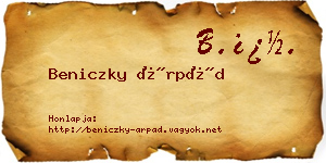 Beniczky Árpád névjegykártya