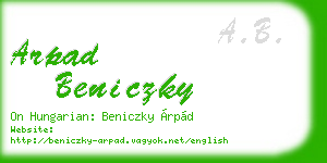 arpad beniczky business card